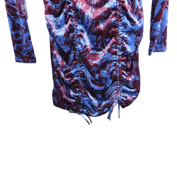 Wild Fable Ruched Velvet Mini Dress – Abstract Print Long Sleeve – Size L NWT - Picture 2 of 10